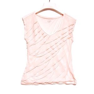 Ann Taylor Loft Pale Blush Pink Ruffled Tulle Top Size Medium Petite